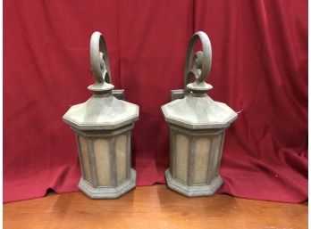 Two Large Outdoor Electric Light Sconces Open Bottom Lot 3