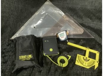 Lot Of Tools!  Strait Line Laser Level, Stud Finder, Robic Sonic Tape And More