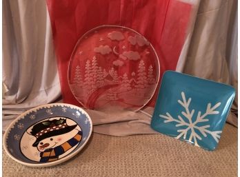 Three Christmas Serving Plates