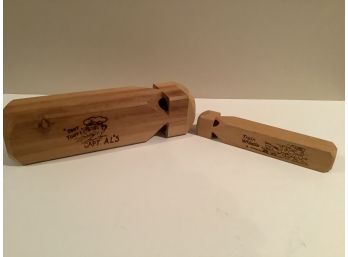 Two Wooden Train Whistles