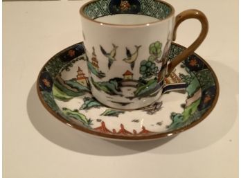 Crown Staffordshire Chinese Willow Teacup And Saucer Fine Bone China Numbered