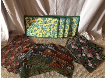 Lot Of Mixed Placemats Six Floral Hardboard And Farm Scene Set