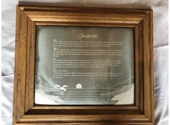 Unique Framed Poem Artwork Footprints Poem On A Pillowy Background In A Nice Solid Wood Frame