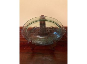 Green Depression Era Oval Vegetable Disk