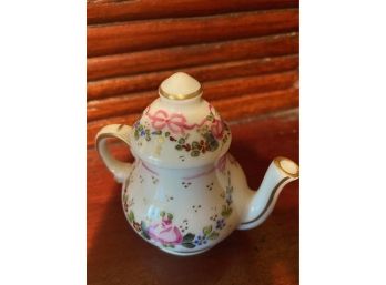 Hand Painted French Limoges Miniature Teapot Trinket Box