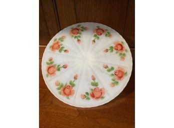 Vintage Painted Milk Glass Footed Cake Stand