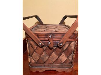 Vintage Wooden Picnic Basket