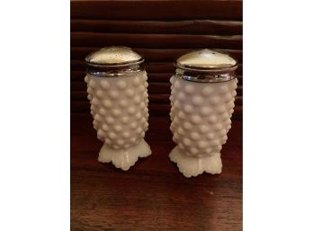 Vintage Fenton White Hobnail Salt And Pepper Shakers