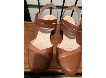 Clarks Valarie Rally Mahogany Sling Back Leather Shoe - Size 9W