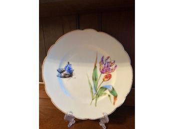 Antique French Limoges Haviland And Co Cabinet Plate - Yellow With Purple Flower