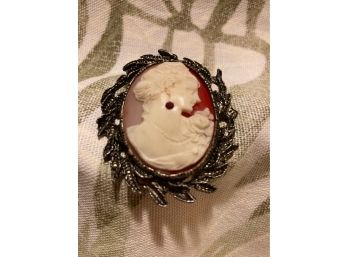 Victorian Woman Cameo With Red Earring