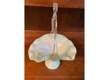 Murano Mint Green Art Glass Basket