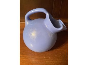 Vintage Blue Sculptured Pitcher With Ice Lip Shenango China New Castle