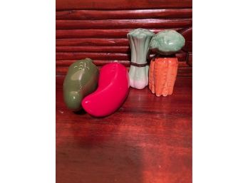 Two Sets  Of Vintage Vegetable Figural Salt And Pepper Shakers