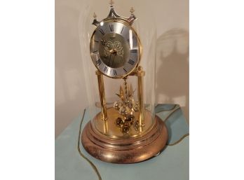 Bullova Hurricane Glass Dome Clock Timepiece