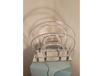 Magazine / Newspaper /Mail Holder - Lucite And Mirror