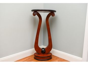 Biedermeier Style Wooden Lyre Shaped Pedestal Stand