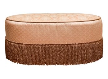 Beautiful Oval Shaped Upholstered Bench With Fringes