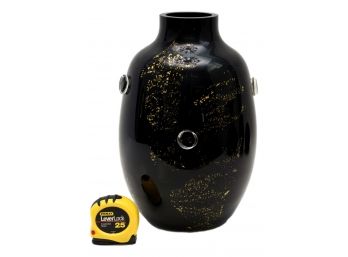 Large Black Onyx And Gilt Glass Vase