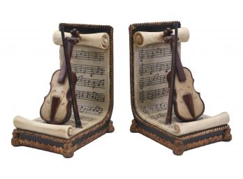 Pair Of Decorium Violin Bookends