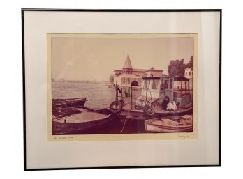 Signed Robert Lyons Photograph Of Small Boats Dated 1981 Nilometer, Cairo