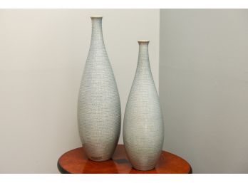 Pair Of Handcrafted Glazed Ceramic Vases