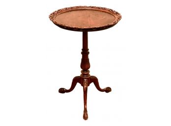 Antique Carved Wood Pierced Tripod Table