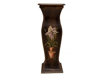 Hand Painted Floral Pedestal Plant Stand