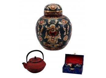 Chinese Ginger Jar, Baoding Health Massage Exercise Stress Balls  And Individual Teapot