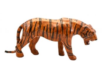 Leather Covered Tiger Figurine