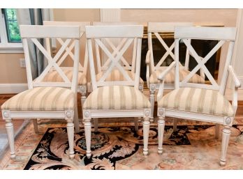 Set Of Six Ethan Allen Swedish Home Collection Distressed Dining Room Chairs