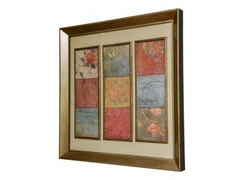 Decorative Three Pane Floral And Insect Framed Print