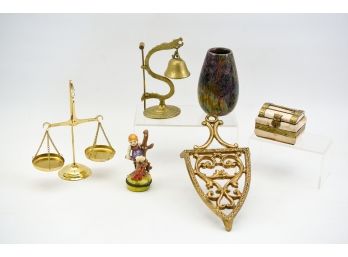 Collection Of Brass Table Top Items And More