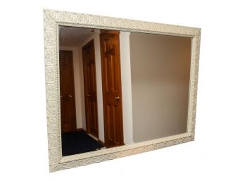 Whitewash Distressed Framed Beveled Edge Wall Mirror