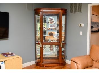 Filene's One Piece Lighted Curved End Curio Cabinet (RETAIL $990)