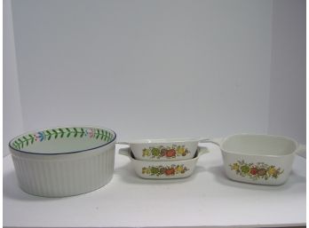 Vintage Large Bowl And Three Corning Ware Dishes