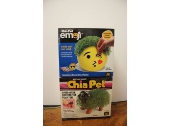 New - Two CHIA Pets - Dog & Emoji Head