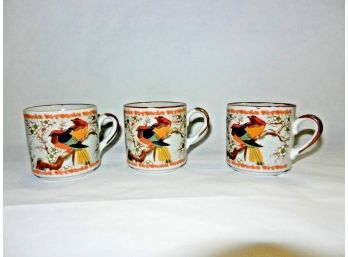 Three Vintage Asian Oriental Coffee/Tea Demitasse Cups
