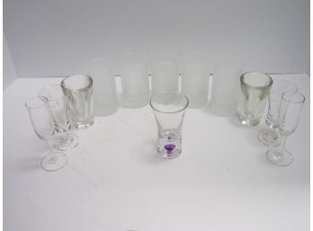 Mixed Lot Of 20 Clear & Frosted Shot Glasses