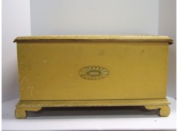 Small Vintage Painted Mustard Yellow Wood Trunk/Toy Box