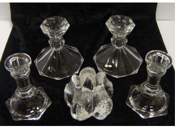Lot Of 5 Glass/Crystal Candle Holders