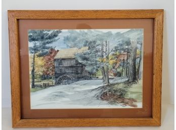 Hand Signed  Water Color Print By Diana Wythe Tyler Sturbridge Gist Mill, MA.