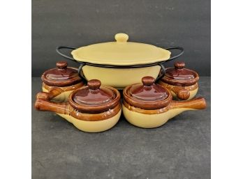 GP Hospitality Serving Dish On Stand With 4 French Onion Soup Crocks