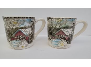 Johnson Bros The Friendly Village The Covered Bridge Cups