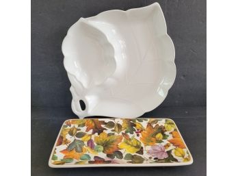 Leaf Pattern Platter And Plate