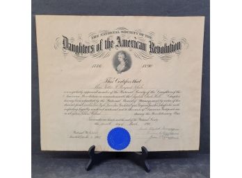 Daughters Of The American Revolution Members Certificate