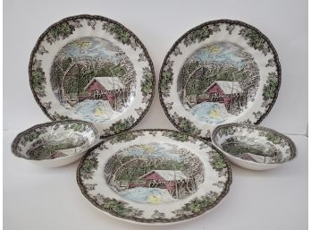 Johnson Bros The Friendly Village The Covered Bridge Plates & Bowls