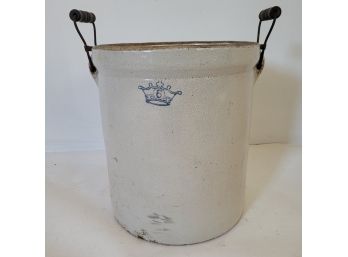 Large Antique Stoneware Crock With Handles