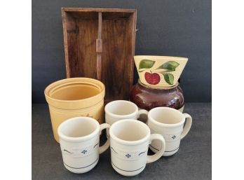 Four Longaberger Cups With Country Decor