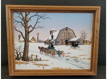 Framed Winter Scene By C. Carson